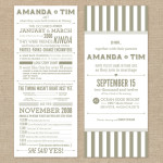 Typographic gray and white wedding invitation