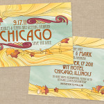 Art Nouveau inspired wedding save the date card
