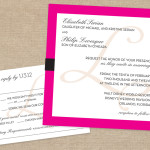 Black and pink formal wedding invitation and RSVP card