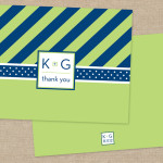 Navy and lime modern wedding thank you card