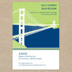 Navy and lime San Francisco wedding invitation