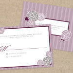 Purple and gray rose wedding RSVP postcard
