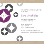 Retro modern purple and gray rehearsal dinner invitation