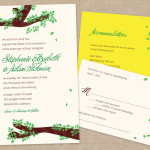 Branches and leaves rustic wedding invitation and reply card