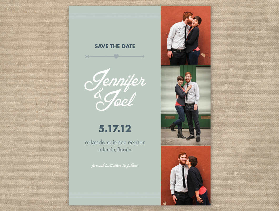 Modern vintage inspired photo save the date card