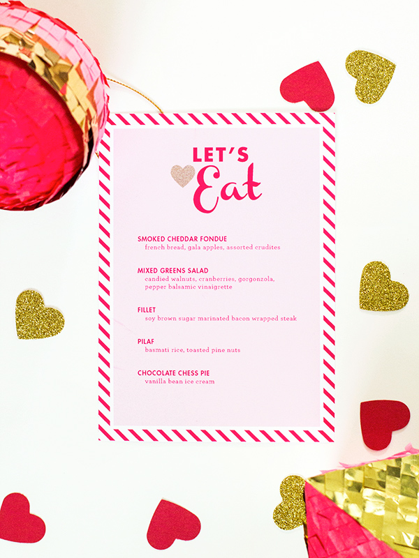 Valentine's Day Menu Template Sarah Hearts