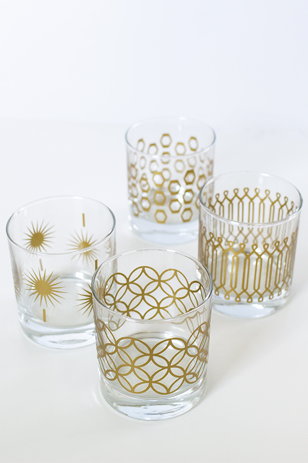 DIY Metallic Print Glassware Sarah Hearts