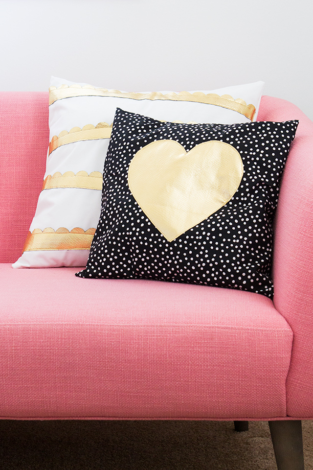 Gold Heart and Scalloped DIY Pillows - Sarah Hearts