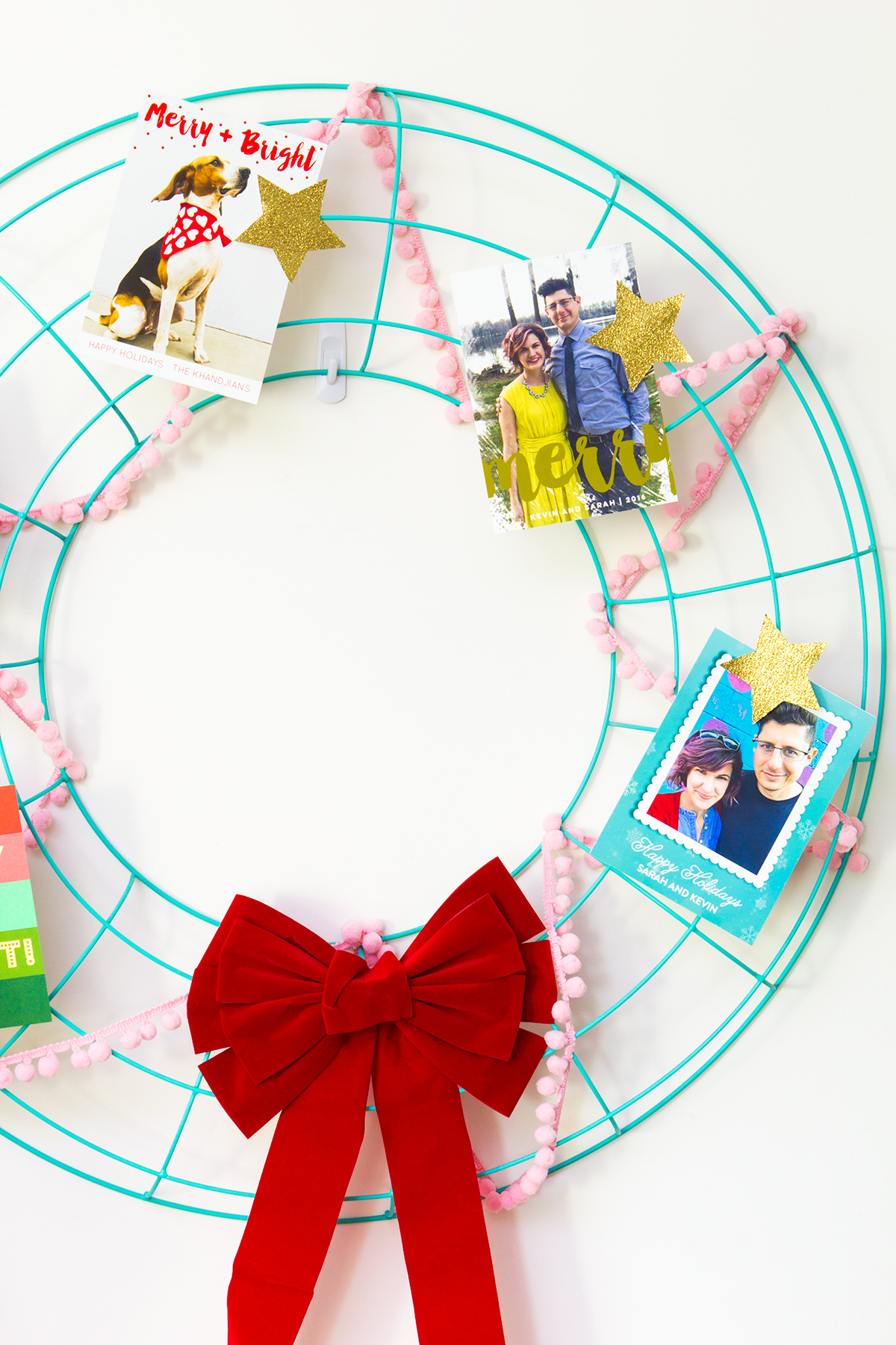 Don't stuff your holiday cards in a drawer, display them this season on a easy to make card wreath!