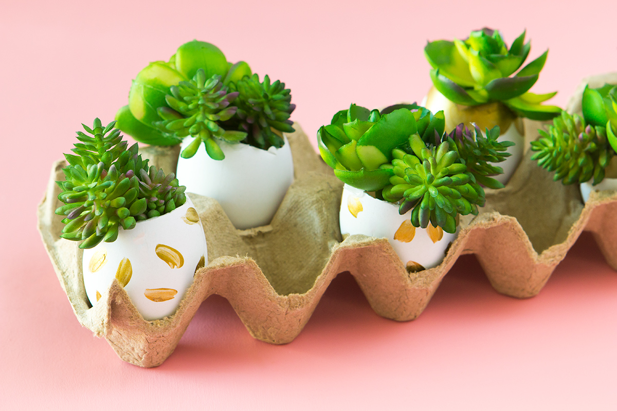 DIY Faux Succulent Easter Egg Planters Sarah Hearts