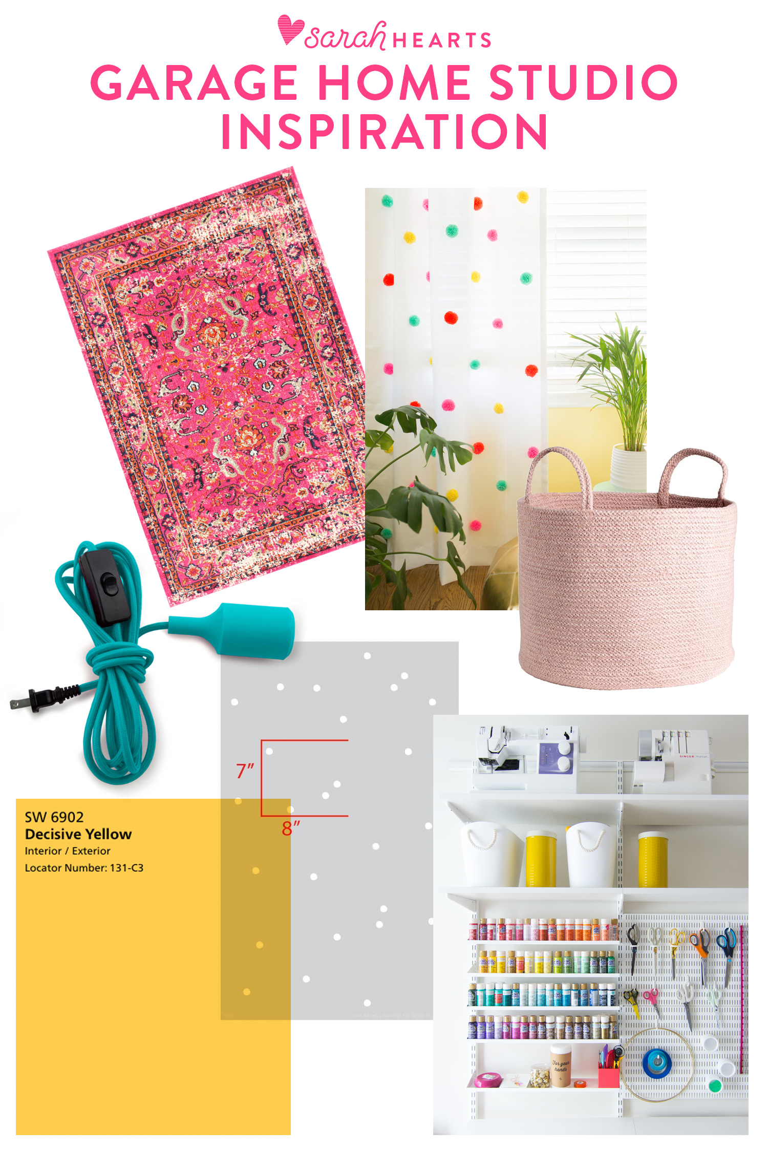 Inspiration board for garage to home office studio makeover