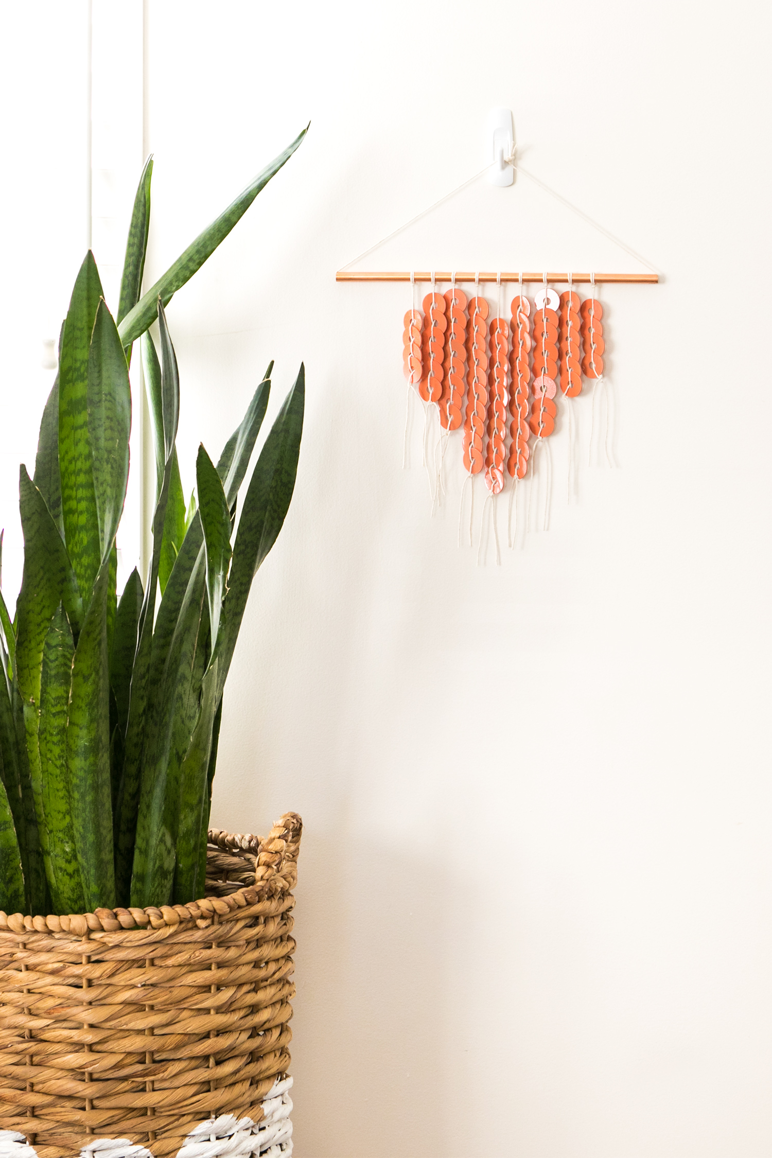 Photo of a DIY copper heart shaped wall hanging