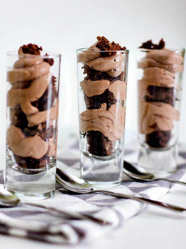 Chocolate Mousse and Brownie Shot Glass Dessert - Sarah Hearts