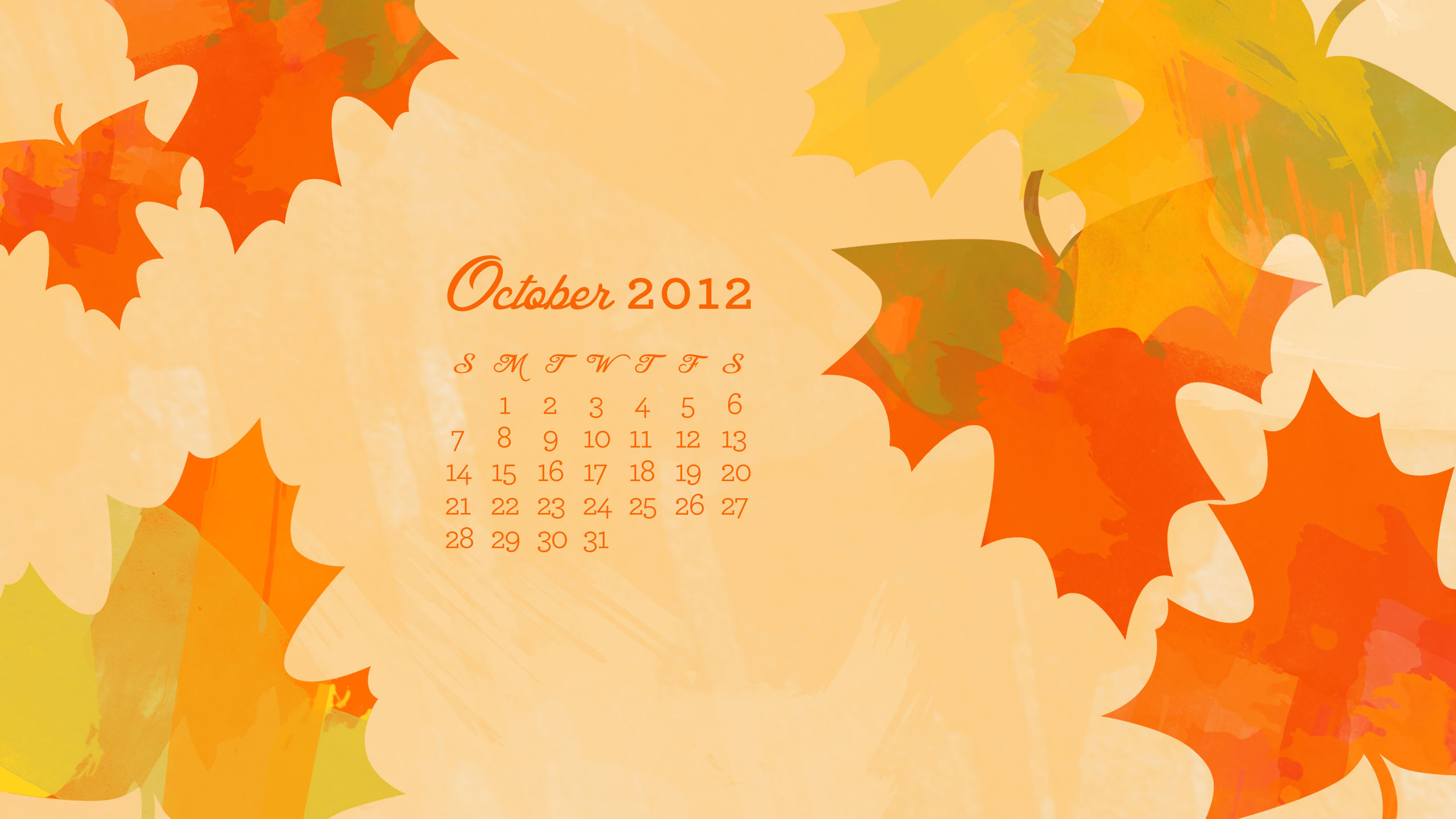October 2012 Desktop, iPhone & iPad Calendar Wallpaper ...