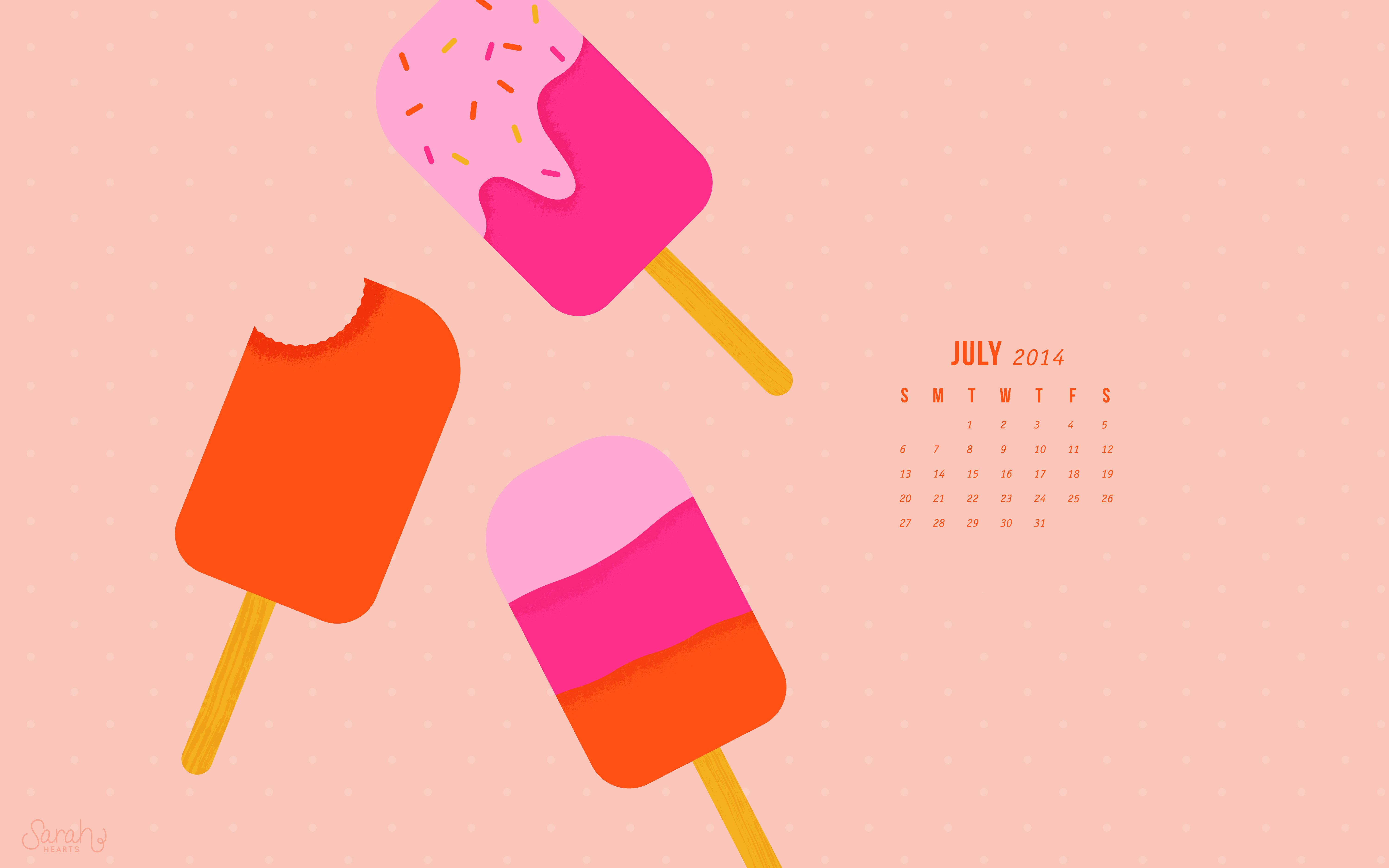 July 2014 Calendar Wallpaper - Sarah Hearts