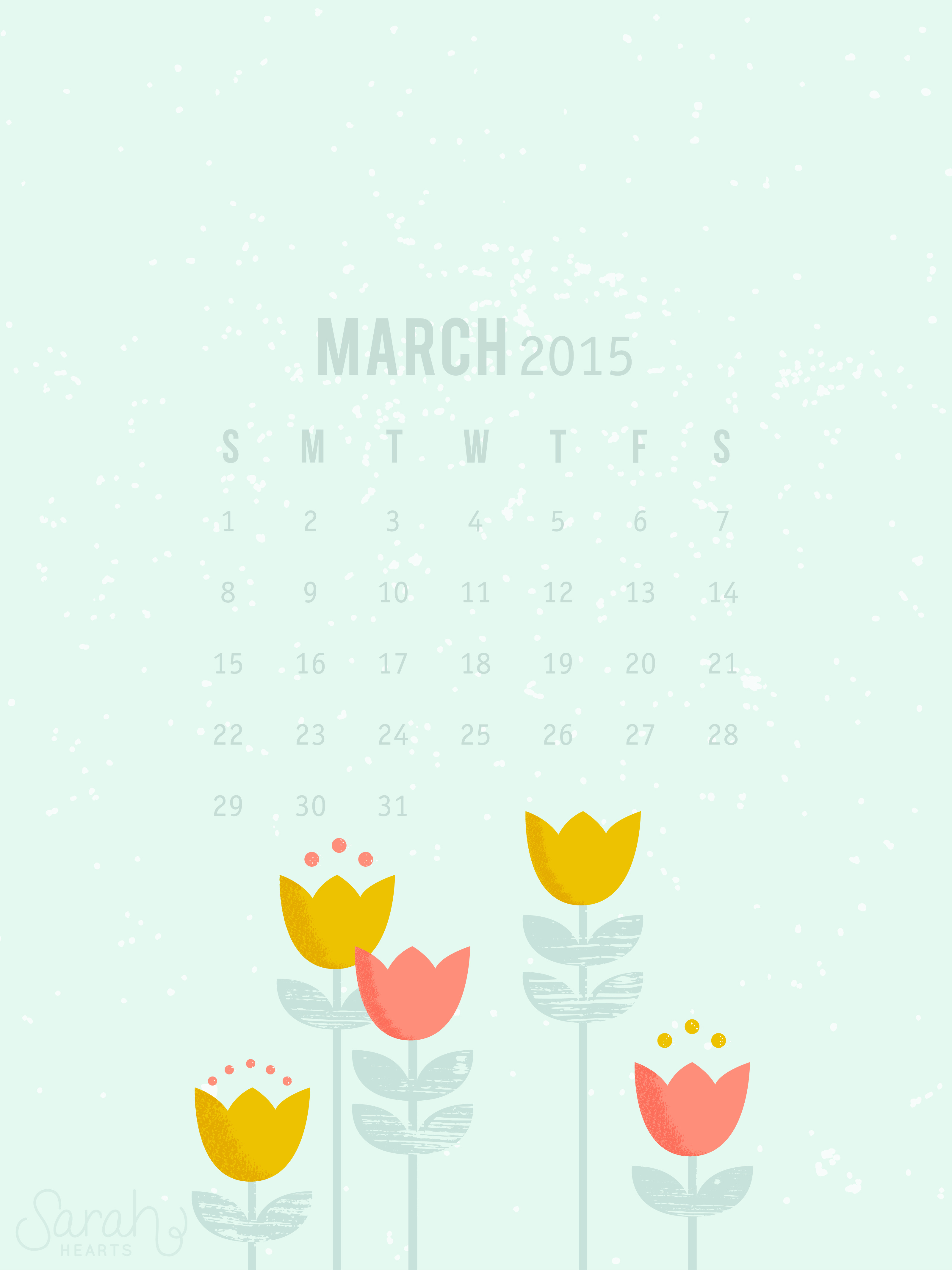 March 2015 Calendar Wallpaper - Sarah Hearts