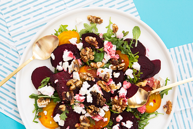 Beet And Goat Cheese Salad With Orange Beet Balsamic Vinaigrette ...