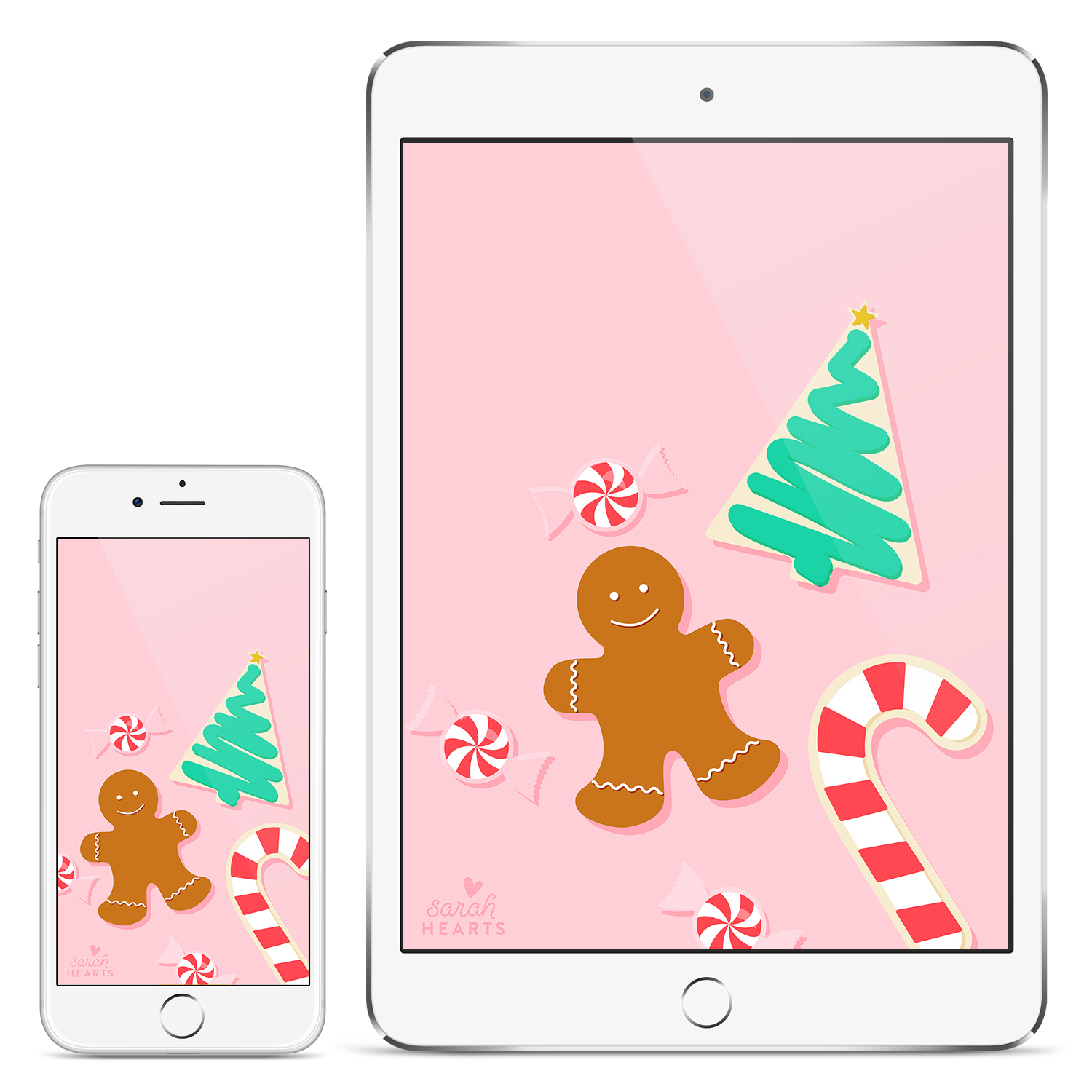 Deck your desktop, phone and tablet with this free festive Christmas cookie wallpaper!