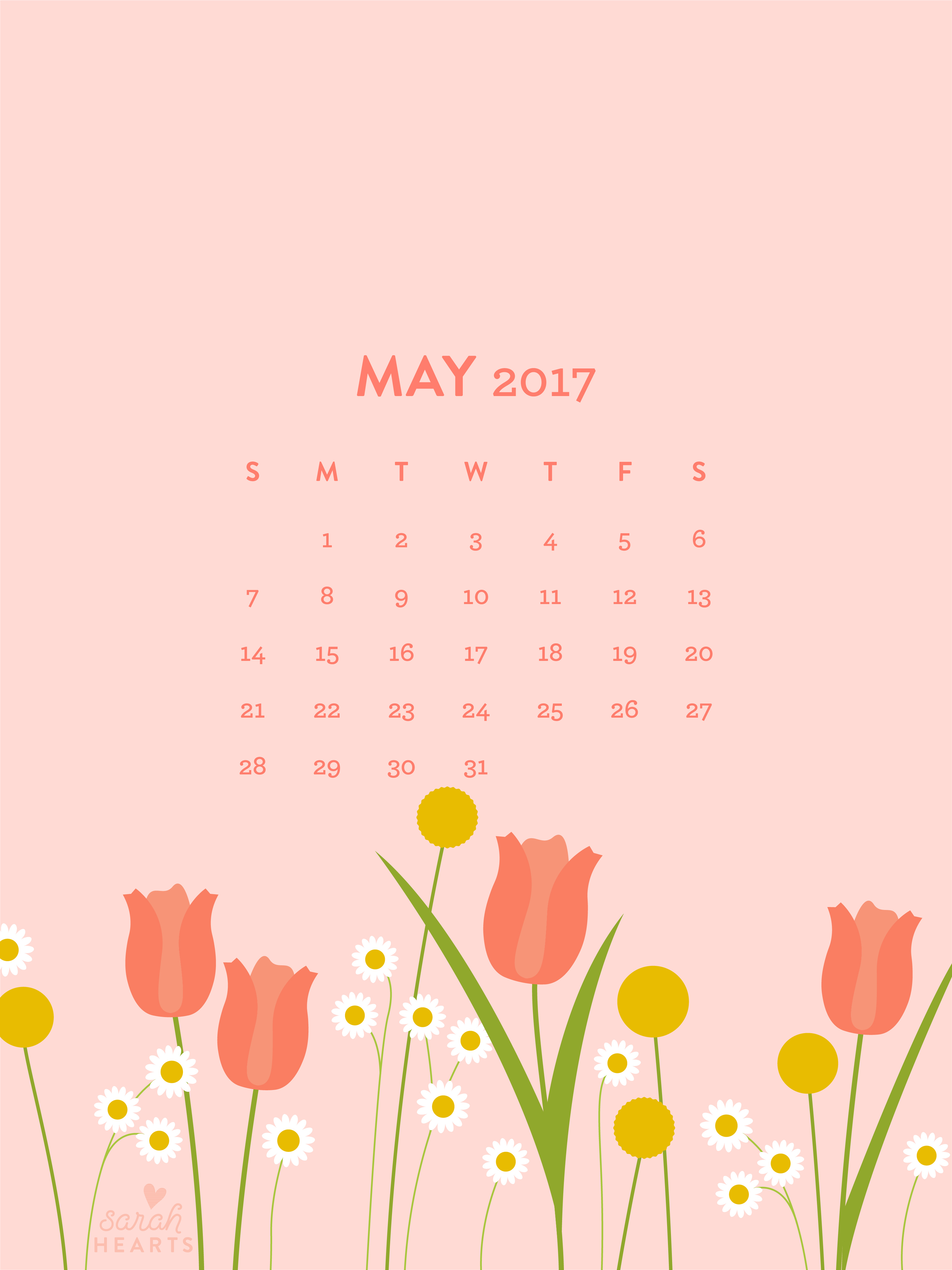 May 2017 Calendar Wallpaper - Sarah Hearts