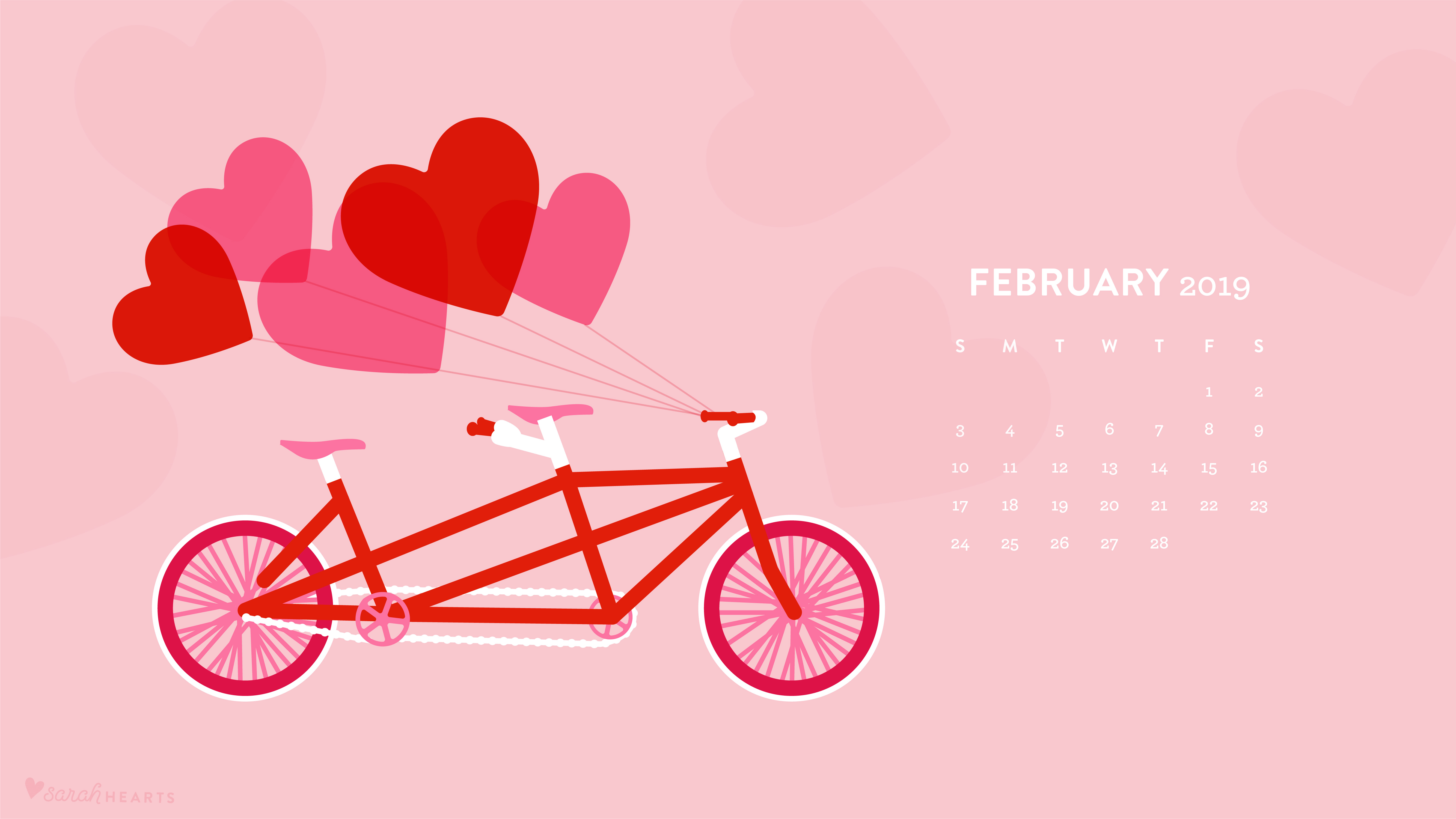 February 2019 Tandem Bike Calendar Wallpaper Sarah Hearts