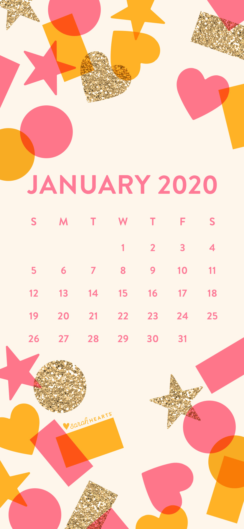 January 2020 Confetti Calendar