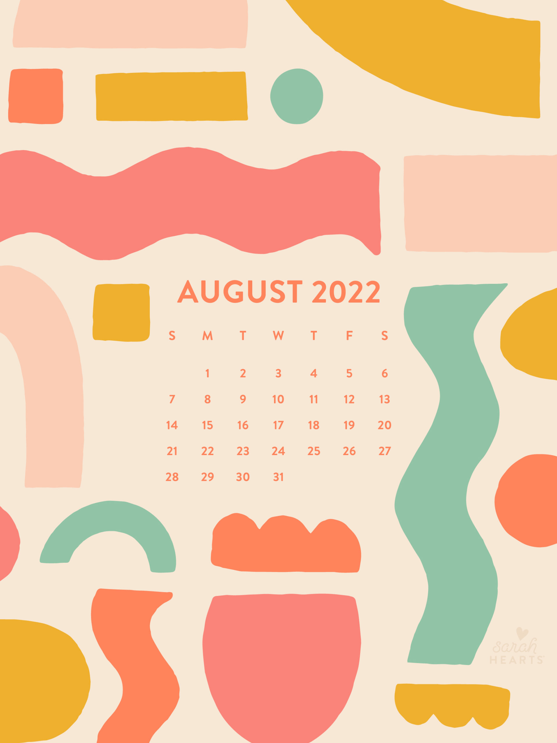 Free August 2022 Calendar Wallpaper  Thyme Is Honey